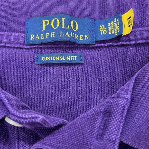 Polo Ralph Lauren Polo Shirt Mens XL Purple Slim Fit Short Sleeve Golf Preppy - Picture 3 of 8